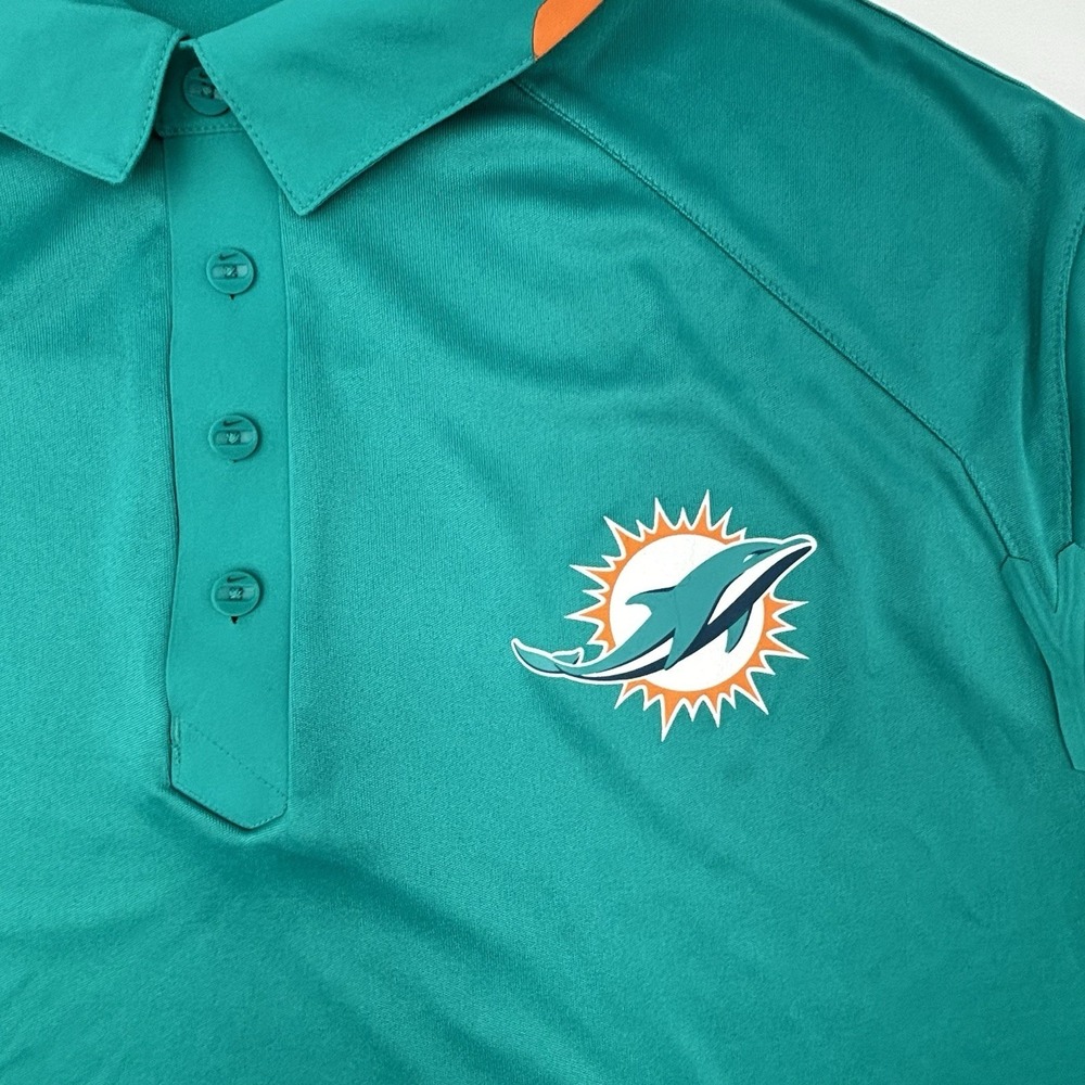 Nike Miami Dolphins NFL Team Issued Polo 3XL Mike Sherman Dri-Fit Aqua - Picture 2 of 16
